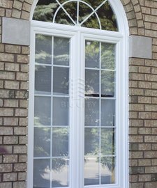 Slim fixed window on a bright, sunny day